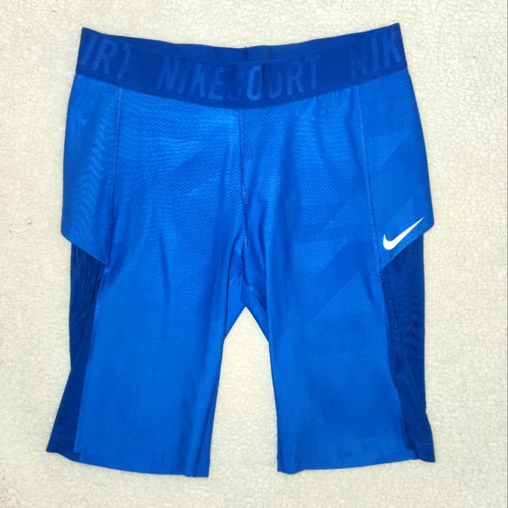 Nike Court 11" Inch Power Tennis Shorts Tights Womens XL Blue Ball Pocket